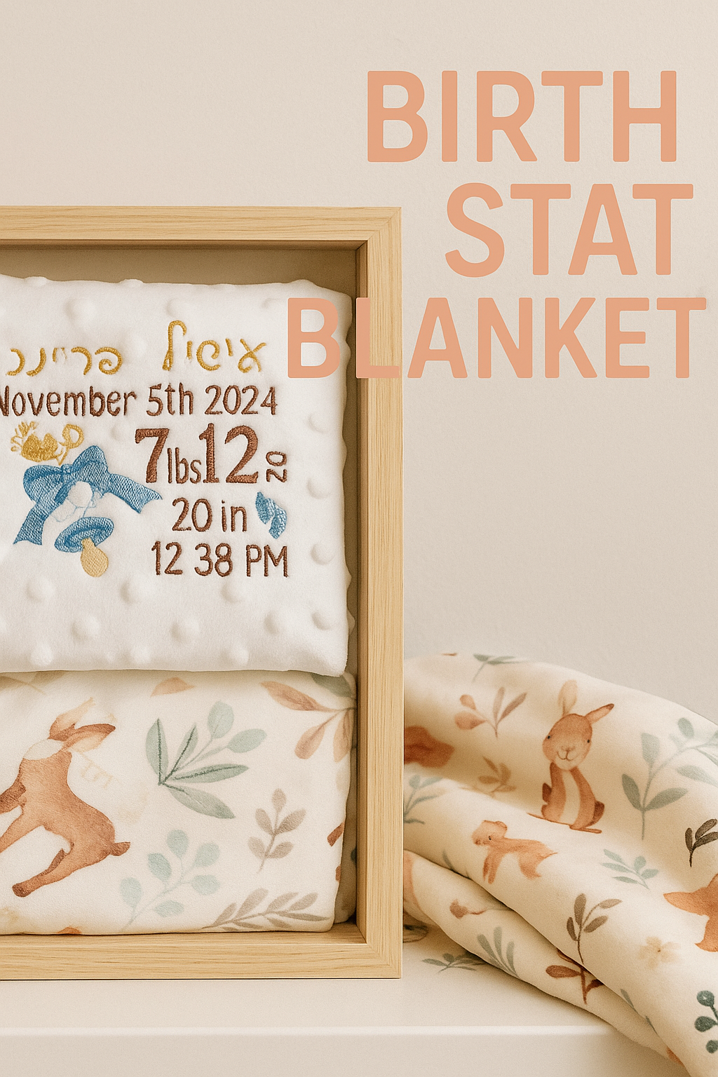 Personalized Birth Stat Blanket – 30x40